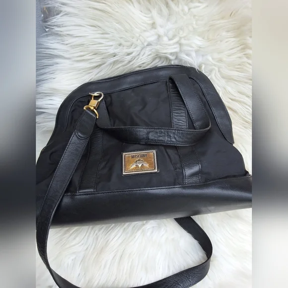 Moschino Canvas & leather logo xbody bag